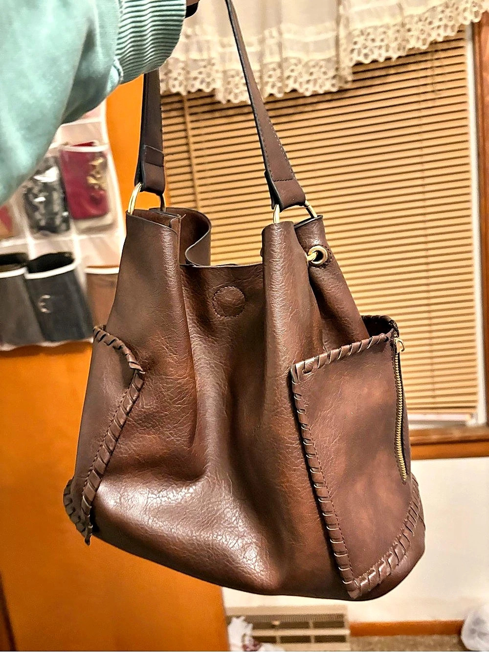 Braided Pocket 3 in 1 Bag Brown Shoulder Bag NWT